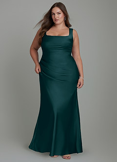 Azazie Agustina Brautjungfernkleider Meerjungfrau-Linie Korsett Stretch-Satin Kleid Kiefer image9