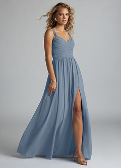 Azazie Aziza Bridesmaid Dresses Twilight A-Line V-Neck Pleated Chiffon Dress image3