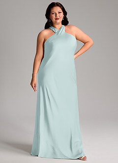 Azazie Doretta Brautjungfernkleider Meerjungfrau-Linie Plissee Stretch-Satin Kleid Nebel image4