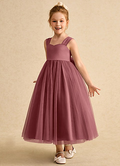 Azazie Chickadee Abiti da Ragazza di Fiori Abito Principessa in Raso Opaco Scollo a Cuore Ametista image2