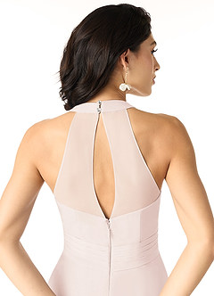Azazie Danica Bridesmaid Dresses Rose Petal A-Line Pleated Chiffon Dress image5