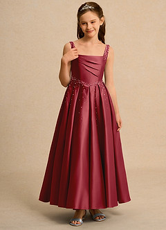 Azazie Mochi Girls Formal Robe Demoiselle D'honneur Fillette Robe Princesse en Mat Satiné Plissée Grenade image5