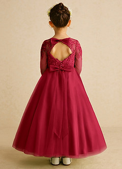 Azazie Precious Flower Girl Dresses Scarlet A-Line Lace Tulle Dress image1