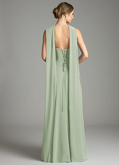 Azazie Ayla Abiti da Damigella Abito A-Line in Chiffon Scollo a Cuore Verde Salvia image9