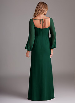 Azazie Charissa Bridesmaid Dresses Emerald Sheath Long Sleeve Chiffon Dress image6