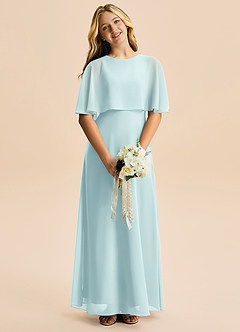 Azazie Maris Junior Abito A-Line in Chiffon Sea Glass image4