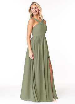 Azazie Elvira At-home Try On Dresses Wisteria A-Line Pleated Chiffon Dress image4
