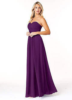 Azazie Yazmin Bridesmaid Dresses Grape A-Line Sweetheart Neckline Chiffon Convertible Dress image3