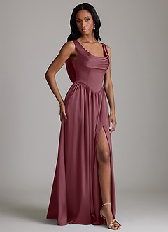 Azazie Novi Bridesmaid Dresses Desert Rose A-Line with Pockets Stretch Satin Dress image5