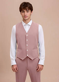 front Ethan Dusty Rose Refined Weave Suit Vest
