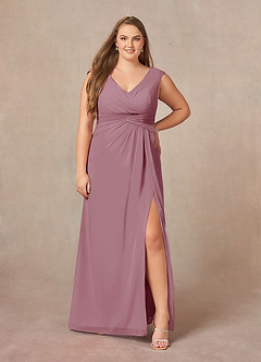 Azazie Sally Mother of the Bride Dresses Vintage Mauve A-Line V-Neck Pleated Chiffon Dress image6