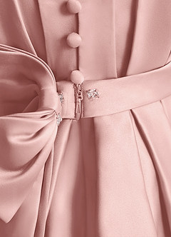 Azazie Miriam Flower Girl Dresses Rose Gold Ball-Gown Pleated Matte Satin Dress image10