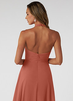 Azazie Tessie Bridesmaid Dresses Clay A-Line V-Neck Pleated Chiffon Dress image4