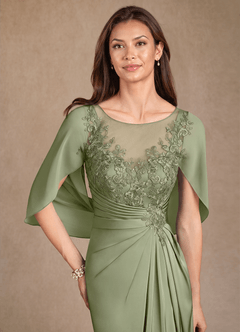 Azazie Hera vestidos de madre de la novia Vestido Pistacho de Satén Elástico de Corte en A con Encaje image5