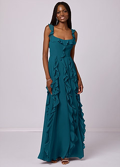 Barbie ♥ Azazie Bridesmaid Dresses Ink Blue A-Line with Pockets Chiffon Dress image3