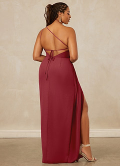 Christian Siriano Bridal for Azazie 1003 Bridesmaid Dresses Pomegranate Sheath One Shoulder Chiffon Dress image9