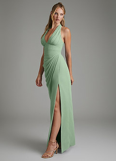 Azazie Tina Bridesmaid Dresses Matcha Mermaid Corset Chiffon Dress image5
