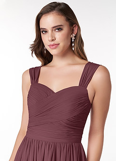 Azazie Zapheira Bridesmaid Dresses Sangria A-Line Ruched Chiffon Dress image5