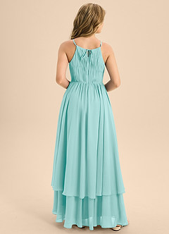 Azazie Elliora Junior A-Linie Plissee Chiffon Kleid Aqua image2