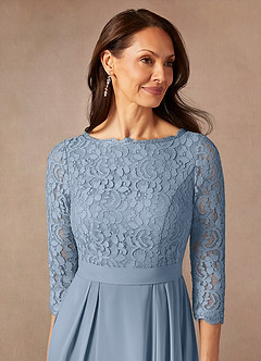 Azazie Lucianna Mother of the Bride Dresses Dusty Blue A-Line Lace Dress image7