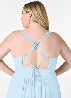 Azazie Farren Robes de demoiselle d'honneur Robe Trapèze Convertible en Mousseline de soie Plissée Bleu Ciel image13