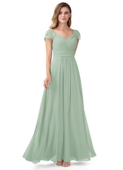Azazie Adelyn Bridesmaid Dresses A-Line Lace Chiffon Floor-Length Dress image1