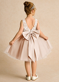 Azazie Butterfly Flower Girl Dresses English Rose A-Line Lace Dress image1