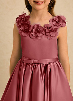 Azazie Eden Blumenmädchenkleider Ballkleid Plissee Matte Satin Kleid Antike Rose image5