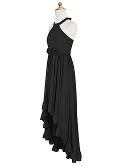 Azazie Hermione Vestido de Negro de Gasa/ Chiffon de Acampanado image8