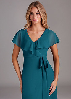Azazie Lainey Brautjungfernkleider A-Linie mit Taschen Chiffon Kleid Tintenblau image6