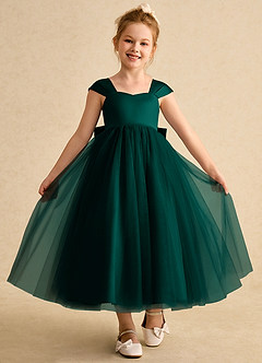 Azazie Chickadee vestidos de niña de las flores Vestido de Pino de Satin Mate de Princesa con Escote de Corazón image4