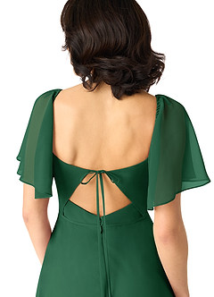 Azazie Chloe Bridesmaid Dresses Dark Green A-Line Sweetheart Neckline Chiffon Dress image3