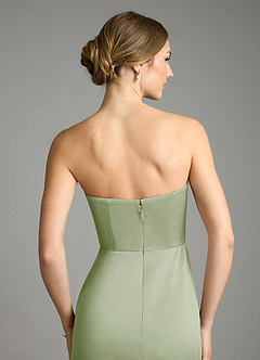 Azazie Wren Bridesmaid Dresses Dusty Sage A-Line Strapless Stretch Satin Convertible Dress image6