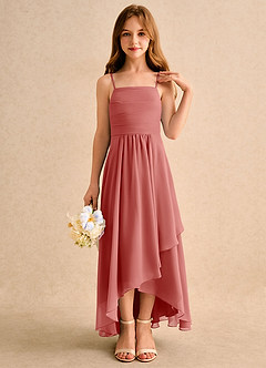 Azazie Twilight Dance Junior Formal Blumenmädchenkleider A-Linie Plissee Chiffon Kleid Antike Rose image5