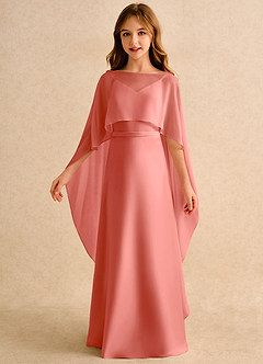 Azazie Fishie Girls Formal Flower Girl Dresses Salmon Pink A-Line Matte Satin Dress image5