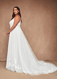 Azazie Rhodes Wedding Dresses Diamond White A-Line V-Neck Sequins Tulle Dress image10