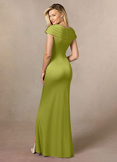 Azazie Anderson Mother of the Bride Dresses Lemongrass A-Line Pleated Stretch Satin Dress image5