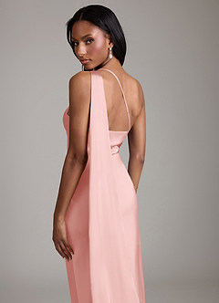Azazie Juniper Jurken voor bruidsmeisjes Jurk van Stretch Satijn met Zeemeermin One-Shoulder Poederroze image2