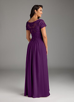 Azazie Dunja Mother of the Bride Dresses Grape A-Line V-Neck Lace Chiffon Dress image4