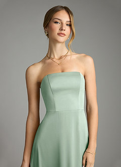 Azazie Wren Bridesmaid Dresses Agave A-Line Strapless Stretch Satin Convertible Dress image4