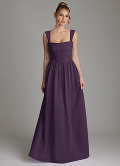 Azazie Caterina Bridesmaid Dresses Plum A-Line Corset Chiffon Dress image4