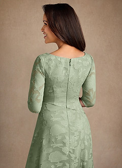 Azazie Durant vestidos de madre de la novia Vestido de Salvia Polvorienta de Devorado Floral de Corte en A con Plisado image5