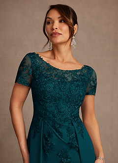 Azazie Alva Mother of the Bride Dresses Pine A-Line Lace Dress image6