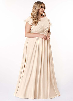 Azazie Daphne Modest Bridesmaid Dresses A-Line Ruffled Chiffon Floor-Length Dress image10