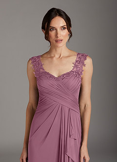 Azazie Edelin Mother of the Bride Dresses Vintage Mauve A-Line Sweetheart Neckline Pleated Mesh Dress image6