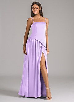 Azazie Adeline Bridesmaid Dresses Lilac A-Line Strapless Stretch Satin Convertible Dress image6