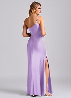 Azazie Marseli Bridesmaid Dresses Lilac Mermaid One Shoulder Stretch Satin Dress image2