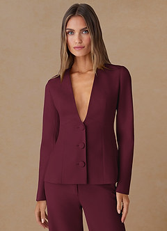 front Elara Borgogna Blazer su misura in tessuto raffinato