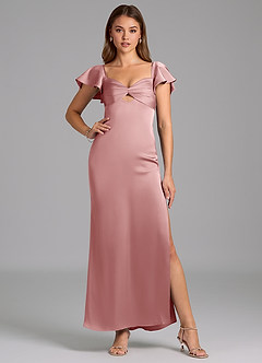 Azazie Demia 신부 들러리 드레스 쉬스 스윗하트 네크라인 스트레치 새틴 발목 길이 드레스 image5