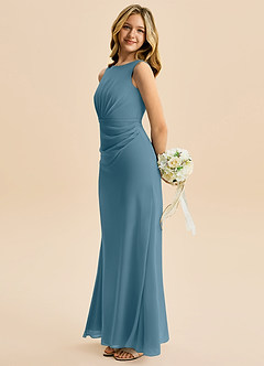 Azazie Floris Junior Linia A Pofałdowany Szyfon Długość podłogi Młodsza druhna Sukienka image5